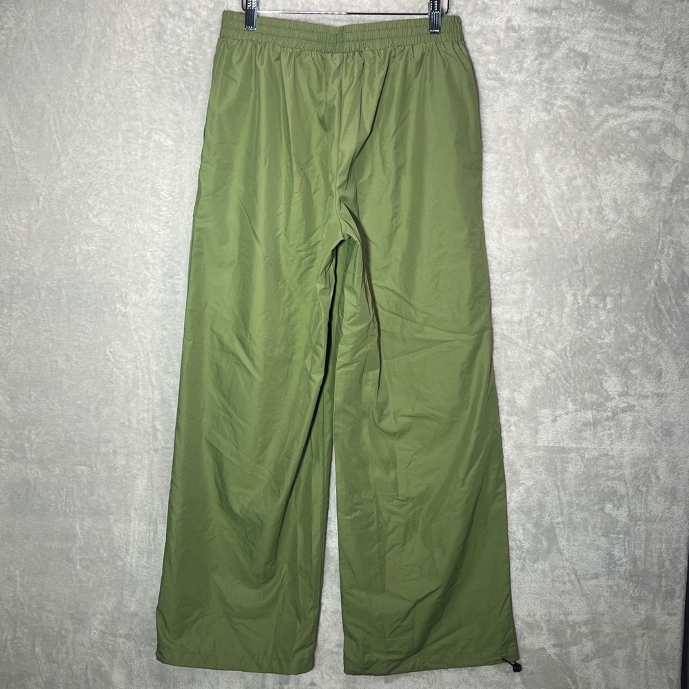 Nylon Pants Men L Olive Green Zip Pockets Wide Leg Gorpcore Techwear Blokecore - Picture 7 of 13